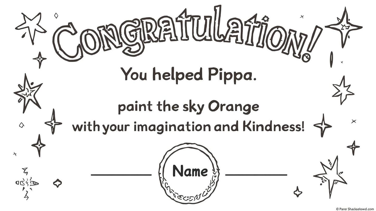 Digital Coloring Page , Activity Pages + Certificate of The Little Witch Wh Painted the Sky Orange - Artzy Monkey Channel