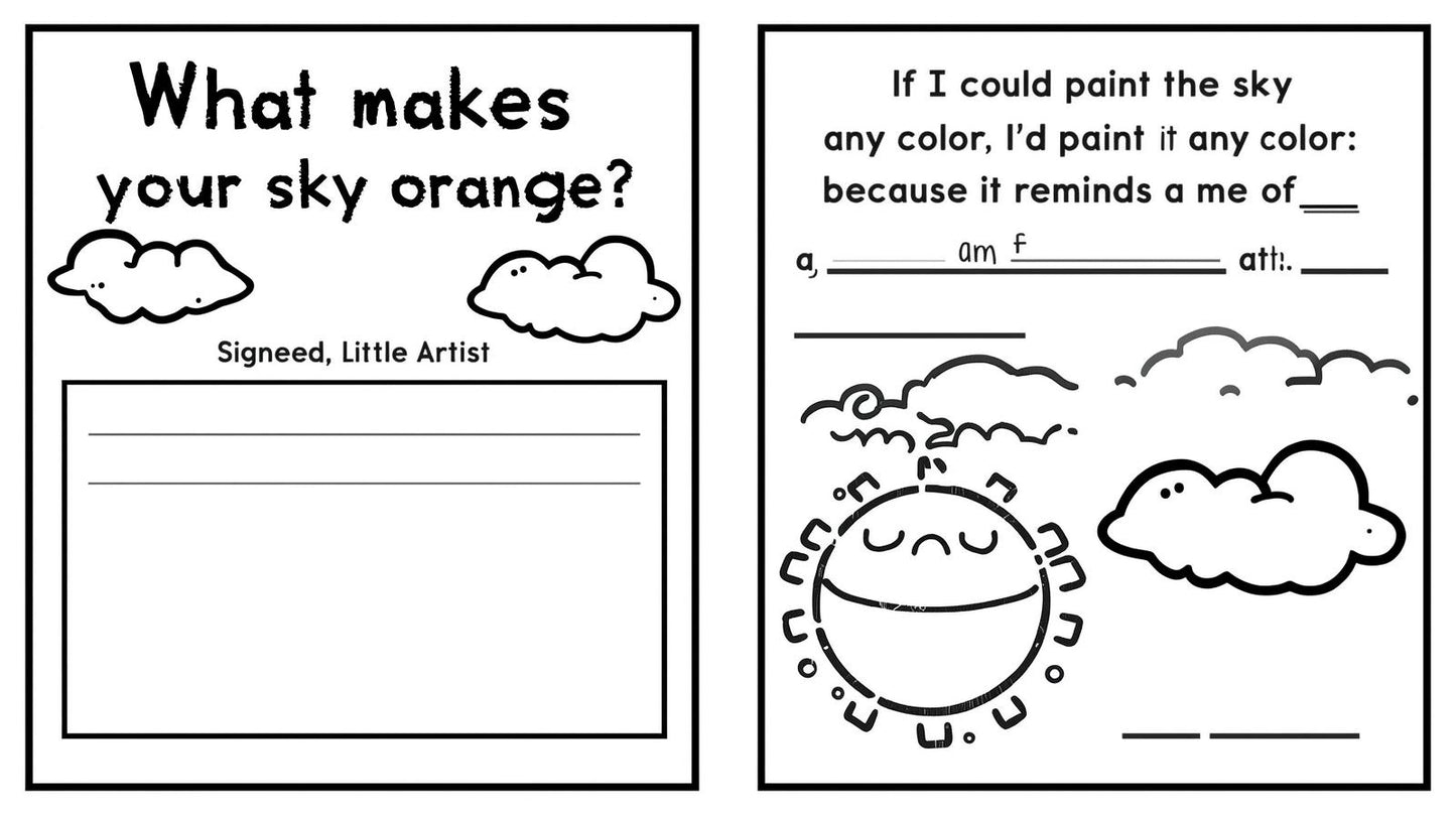 Digital Coloring Page , Activity Pages + Certificate of The Little Witch Wh Painted the Sky Orange - Artzy Monkey Channel