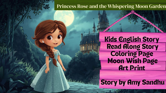 Digital Coloring Page of Princess Rose and Whispering Moon Story - Artzy Monkey Channel